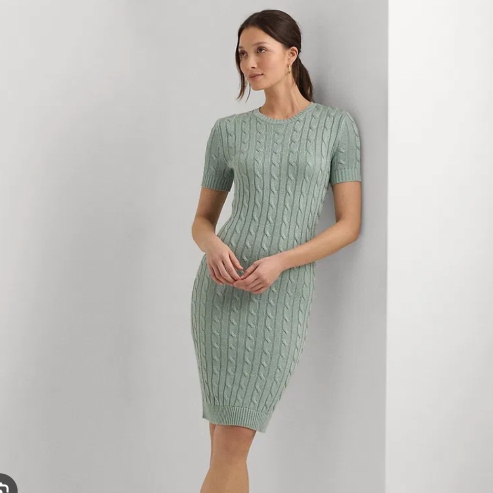 Ralph Lauren cable-knit short sleeve dress Small